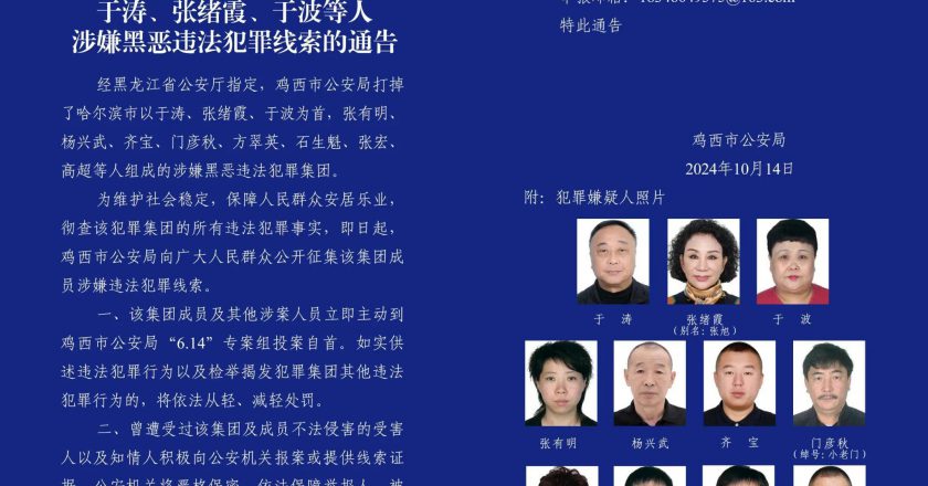 原哈尔滨市公安局副局长于涛涉黑 其共犯妻子曾任哈尔滨市人大代表
